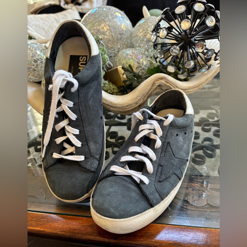 Authentic Golden Goose GGDB superstar 36 blue navy Suede super star w bag great
